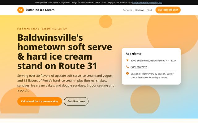 Preview concept for a Baldwinsville ice cream stand
